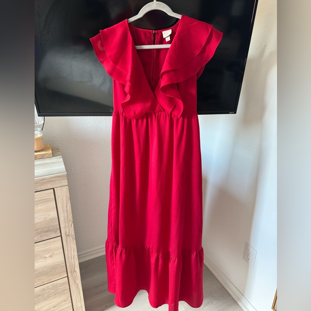 Elegant Red Ruffled Dress